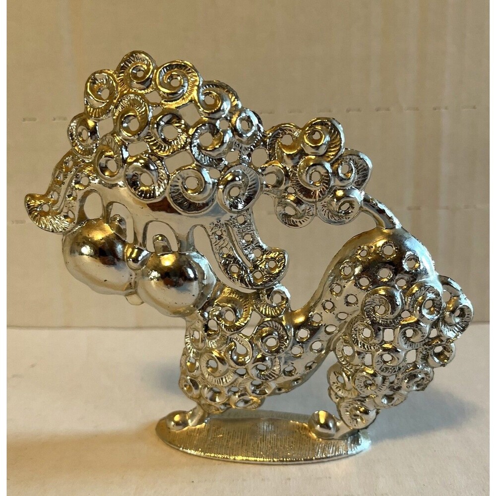90's Revere Poodle Earring Holder Organizer Tree Silver Tone Kitschy 5x5 Inch
